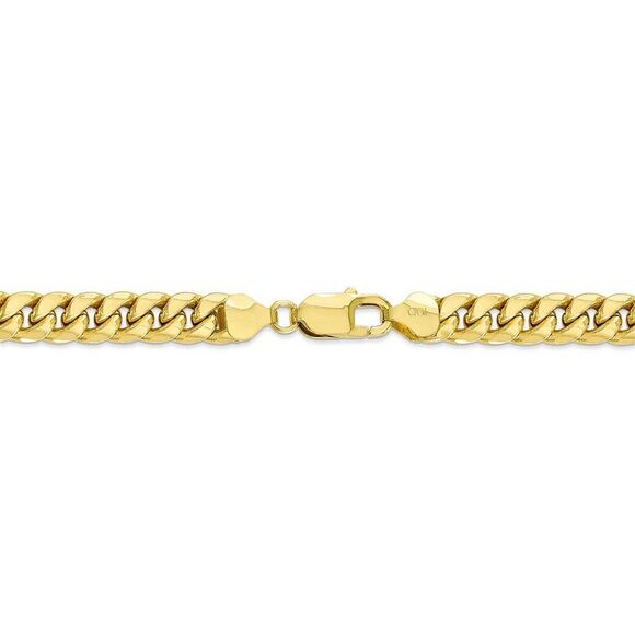 10k Yellow Gold 7.3mm Hollow Miami Cuban (Curb) Chain Bracelet, 8 Inch